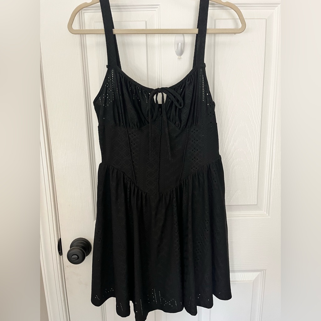 Shein Black Eyelet Detail Mini Dress Women’s Large